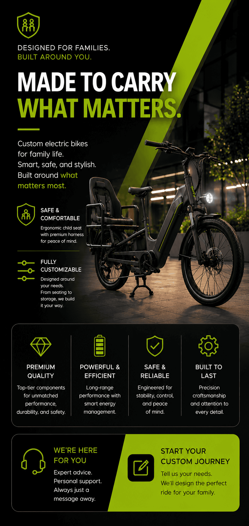 Home family electric cargo bike custom solutions